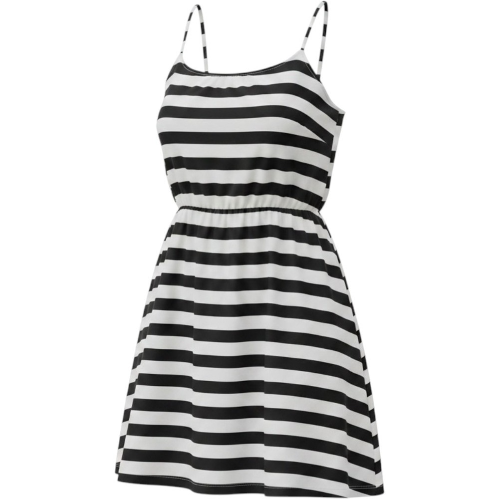 J.Crew Women 6‎ Black White Striped Silk Spaghetti Strap Mini Dress 59391 FA11